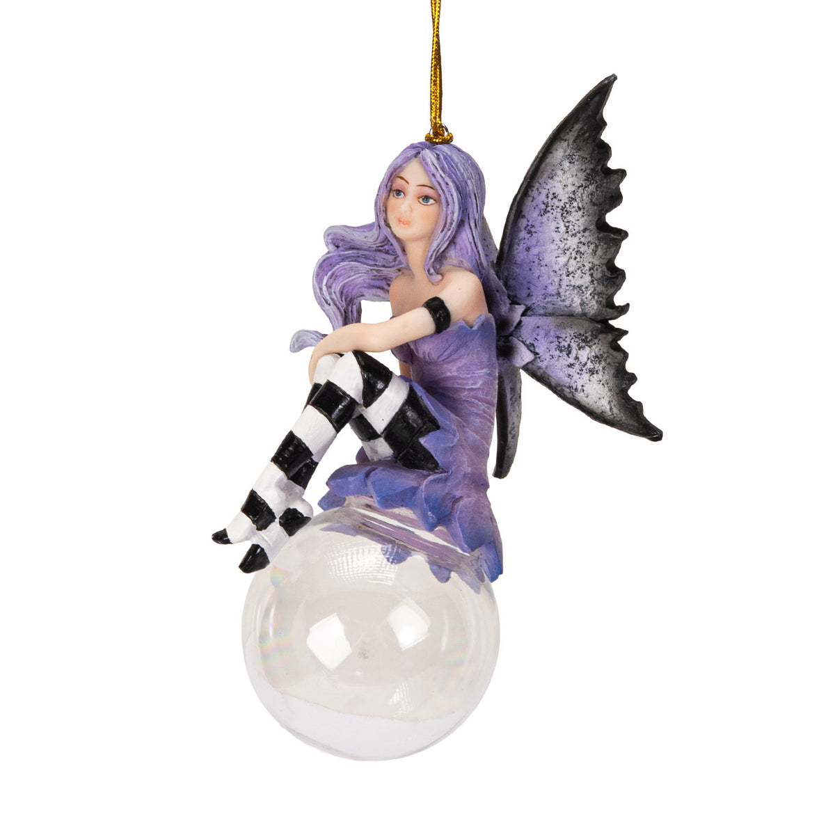 Lissette Bubble Rider Fairy Ornament by Amy Brown – Whimsical Fantasy Resin & Glass Hanging Décor