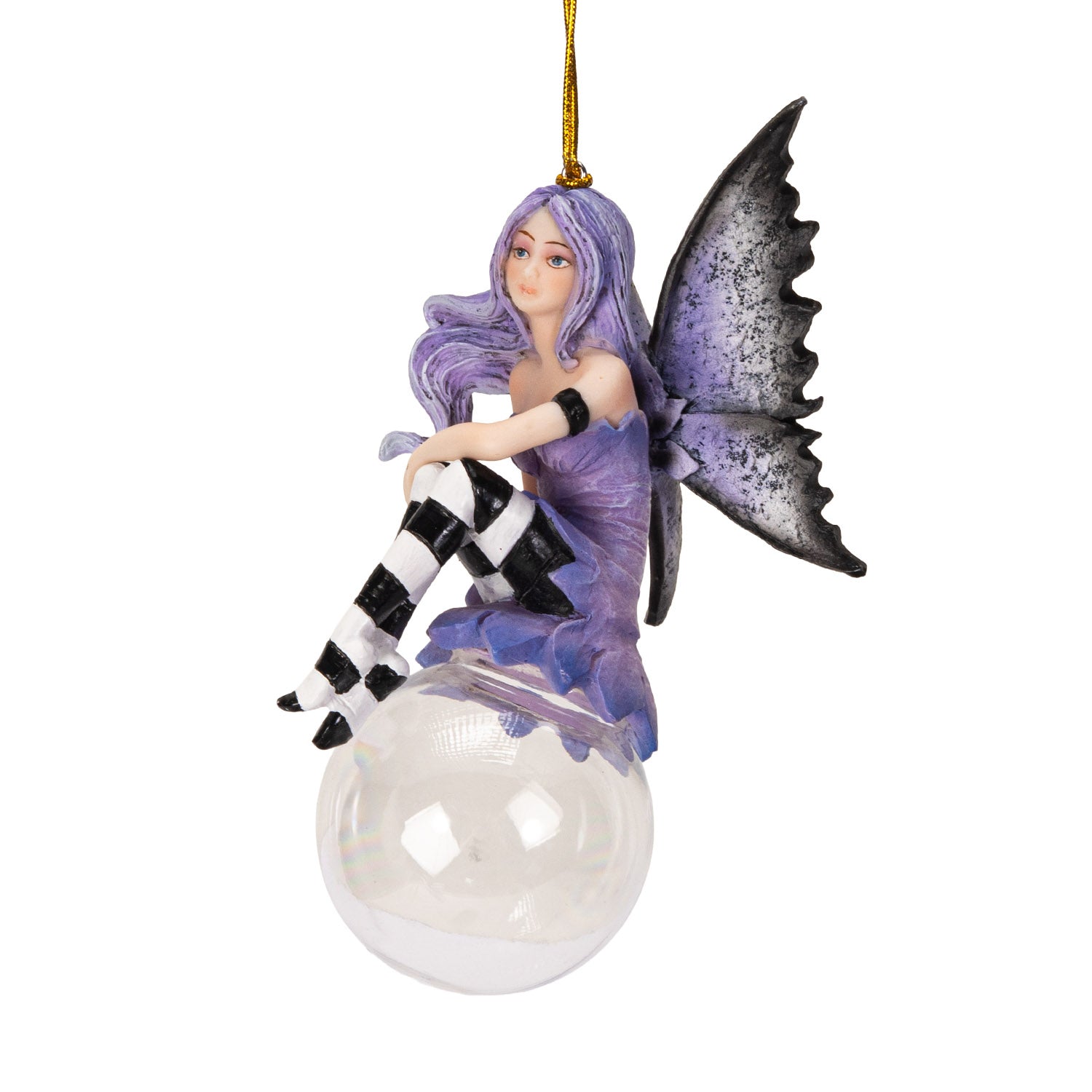 Lissette Bubble Rider Fairy Ornament by Amy Brown – Whimsical Fantasy Resin & Glass Hanging Décor