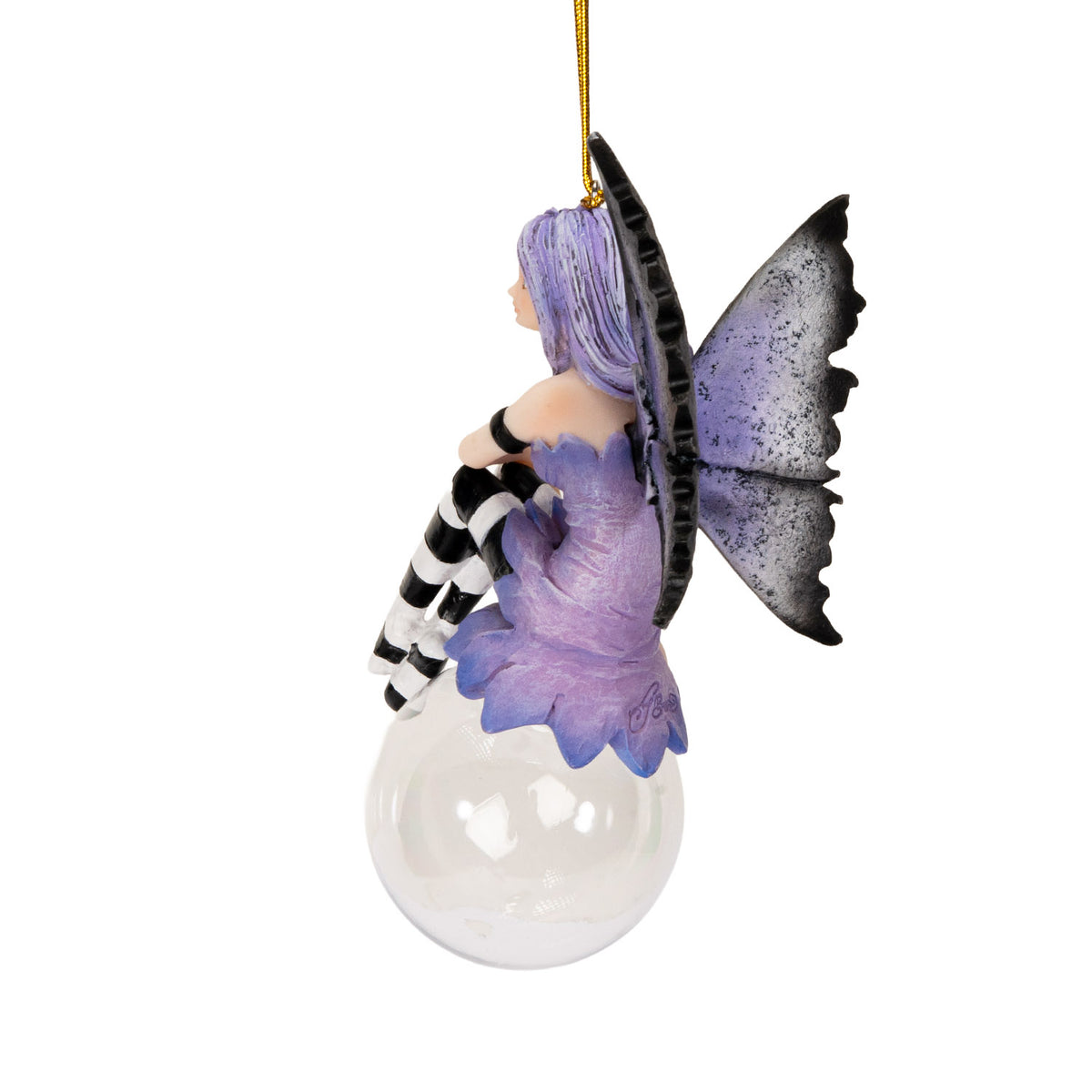 Lissette Bubble Rider Fairy Ornament by Amy Brown – Whimsical Fantasy Resin & Glass Hanging Décor