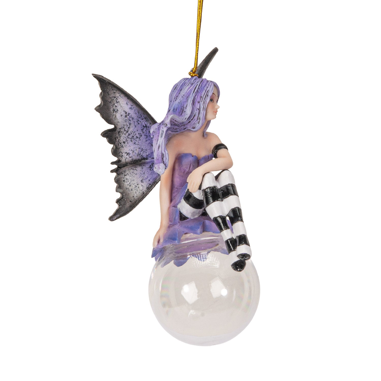 Lissette Bubble Rider Fairy Ornament by Amy Brown – Whimsical Fantasy Resin & Glass Hanging Décor