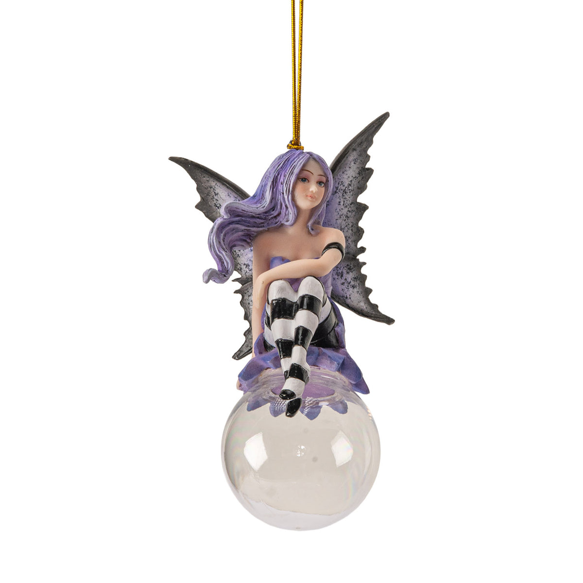 Lissette Bubble Rider Fairy Ornament by Amy Brown – Whimsical Fantasy Resin &amp; Glass Hanging Décor
