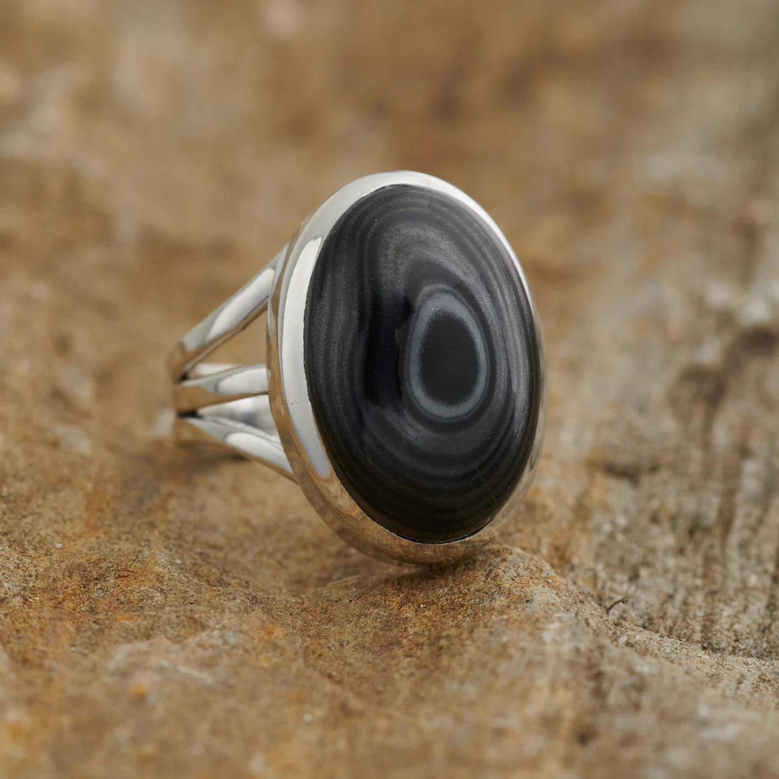 Psilomelane Sterling Silver Ring