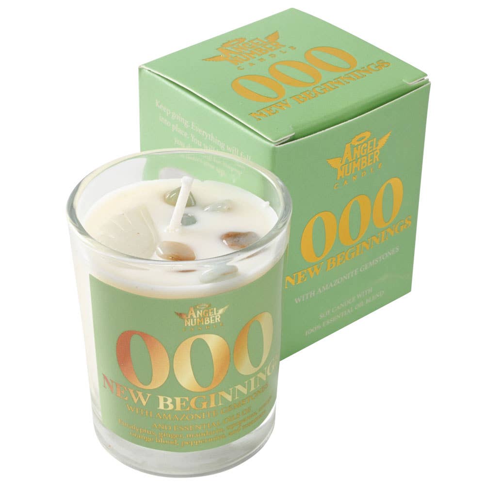 Angel Number Candle  with 100% Essential Oils and Gemstones