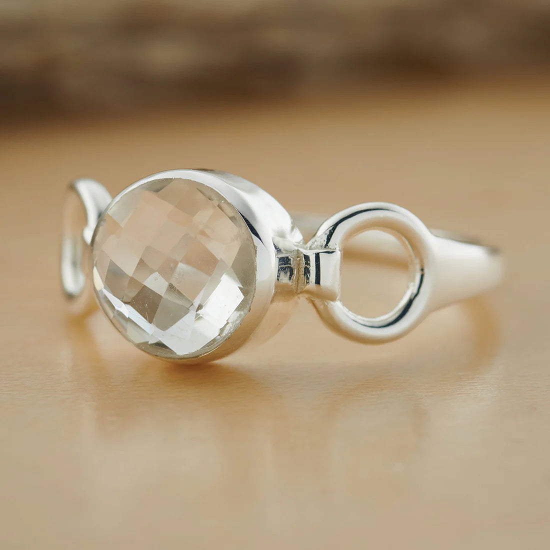 Crystal Quartz Sterling Silver Trinity Ring