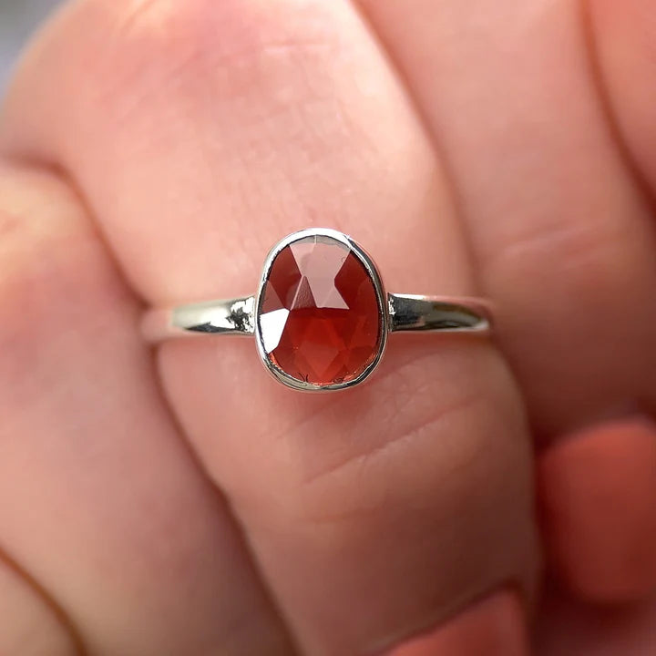 Mozambique Garnet Sterling Silver Ring – Passion, Protection and Strength