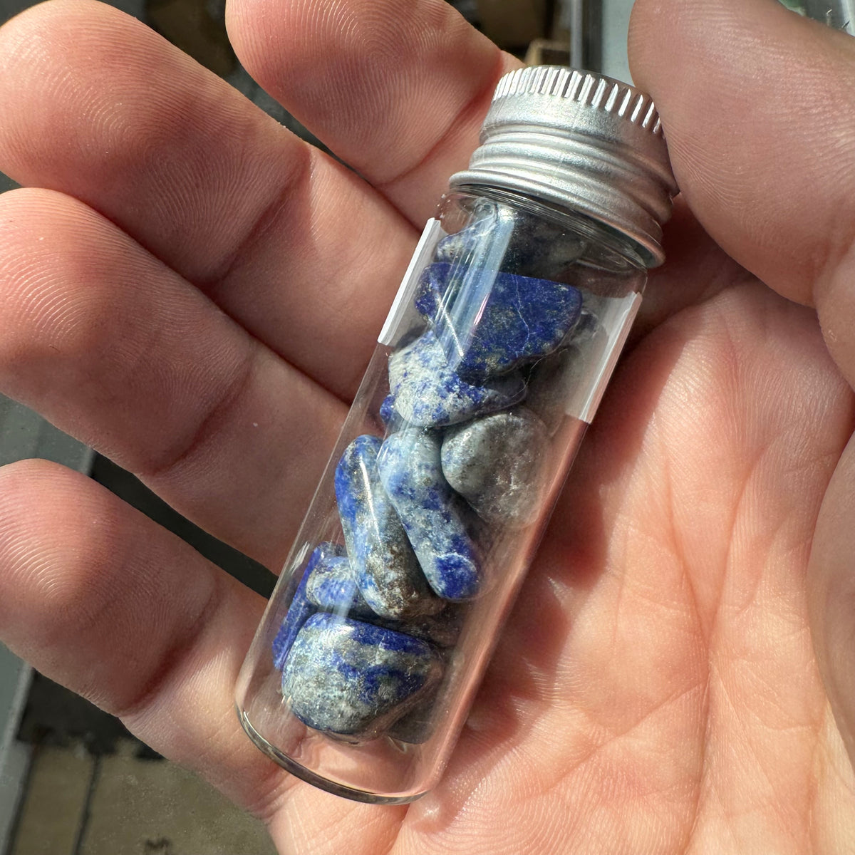 Cast a Stone Gemstone Chips in Glass Bottle | 1.5” Assorted Crystals for Altar, Crafts & Gifts