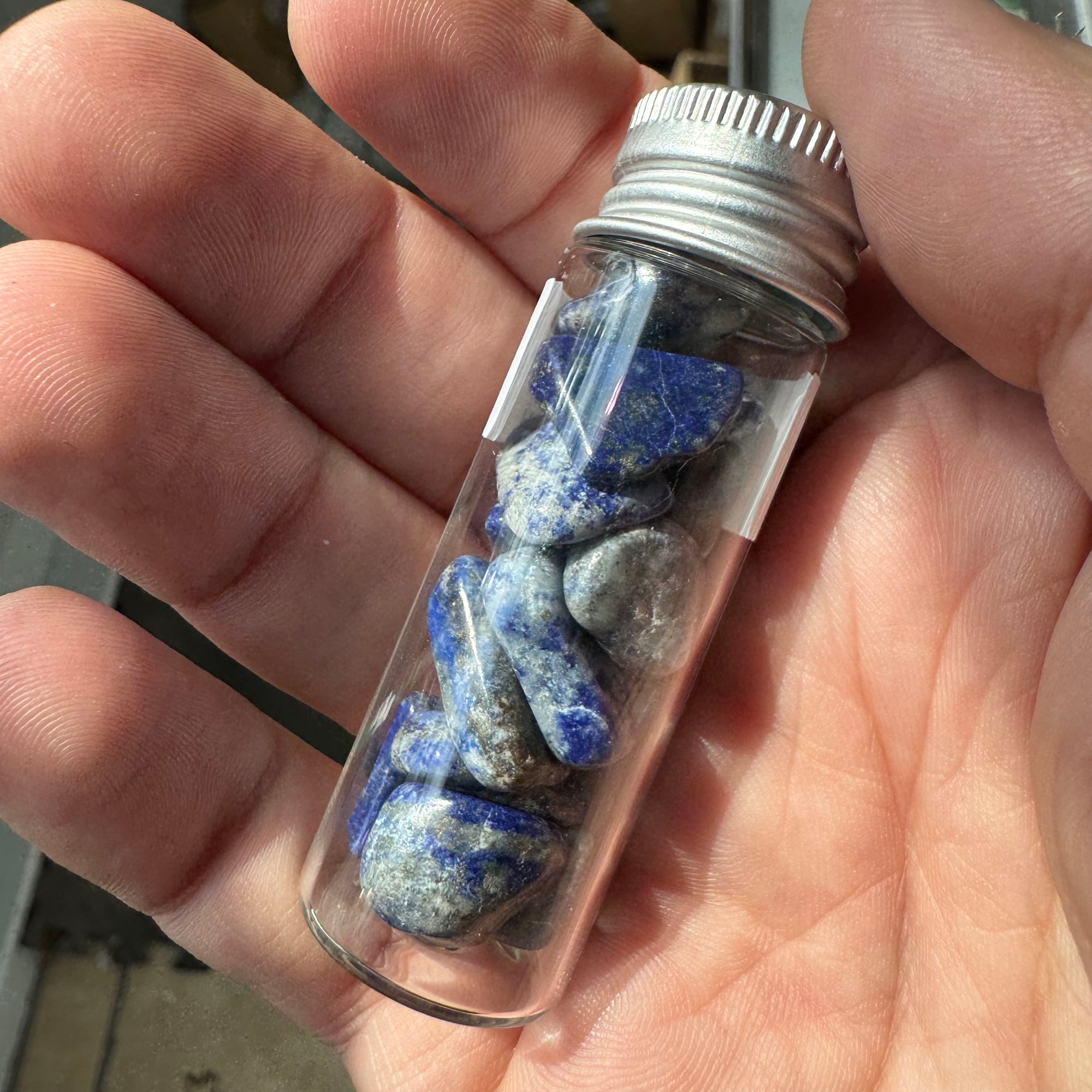Cast a Stone Gemstone Chips in Glass Bottle | 1.5” Assorted Crystals for Altar, Crafts & Gifts