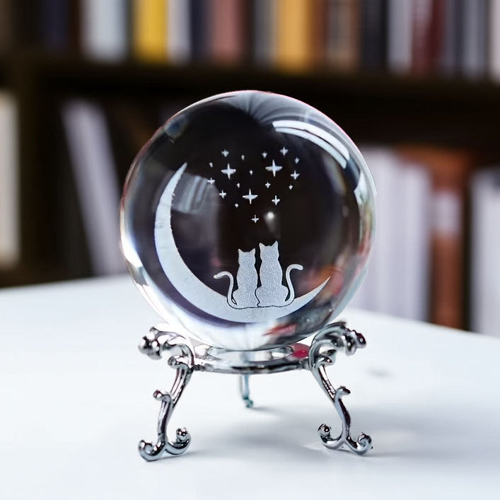 Clear Glass Sphere with Engraved Image