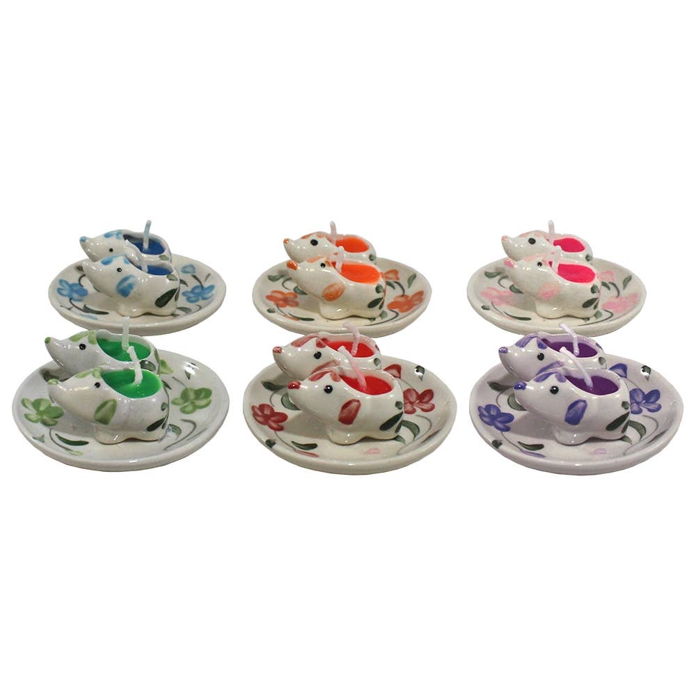 Baby Elephant Candles on Ceramic Dish - Attached
