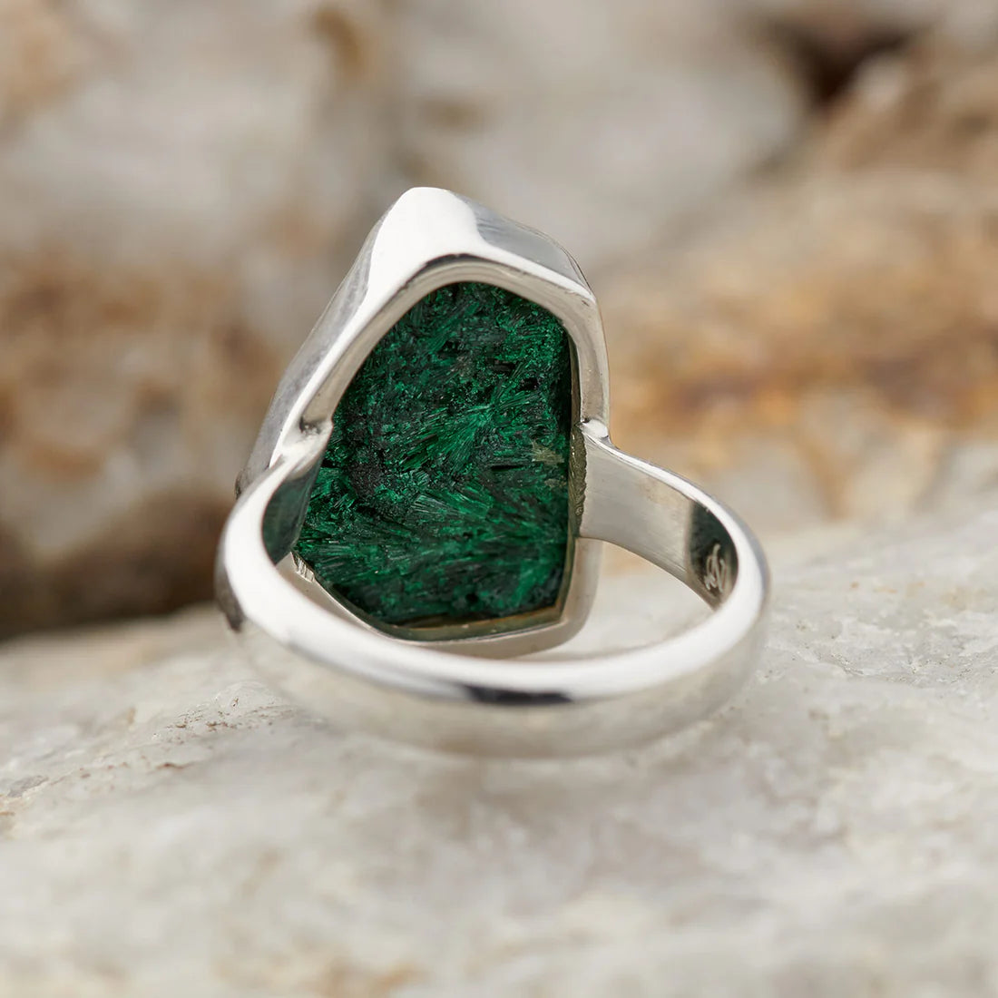 Malachite Druzy Ring In Sterling Silver