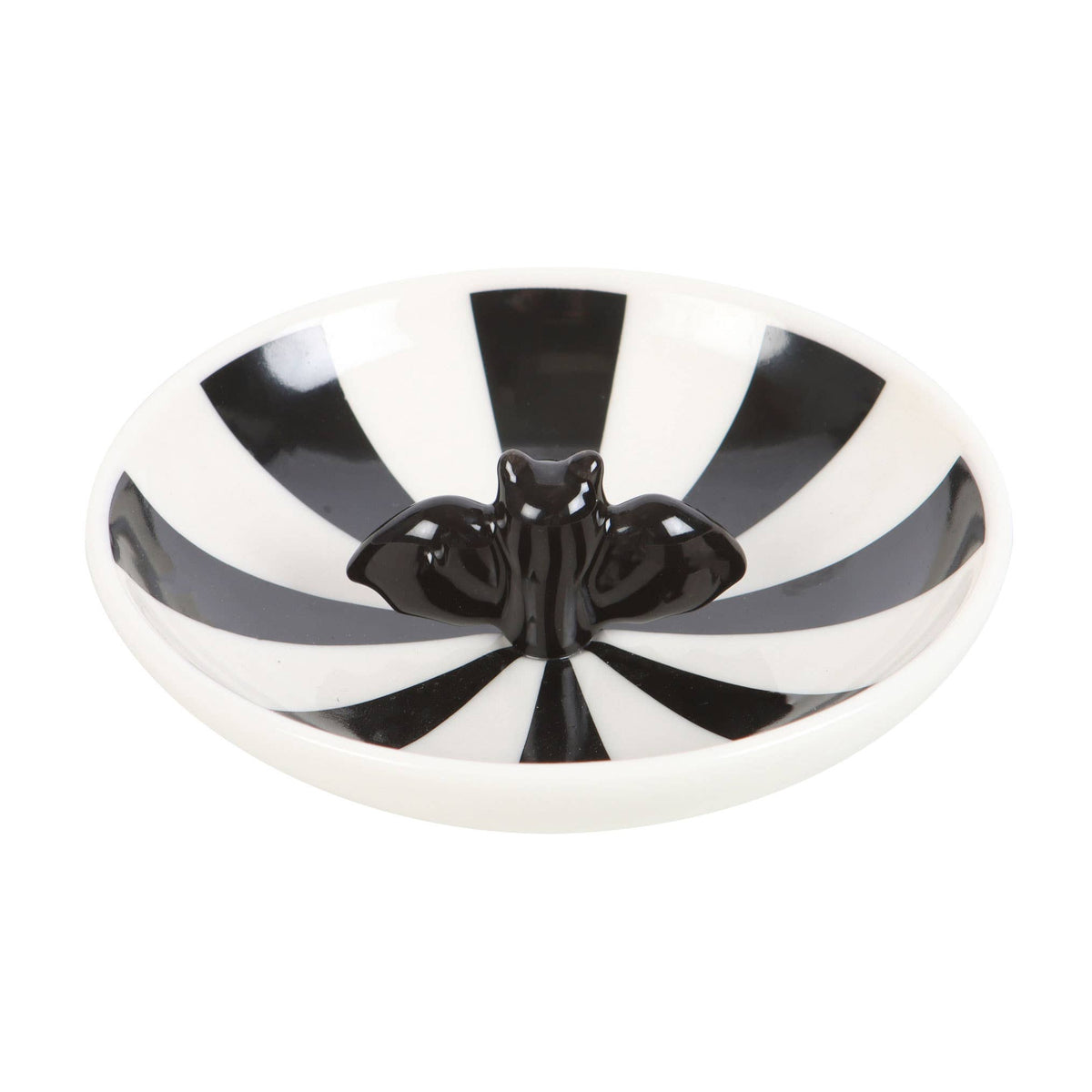 Gothic Striped Bat Halloween Trinket Dish