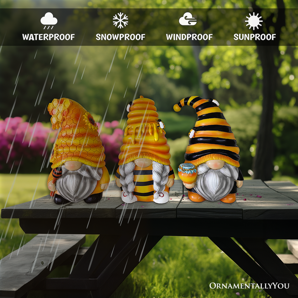 Buzzy Bumble Bee Gnome Figurine – Whimsical Bee Decor | Hand-Painted Resin Statue