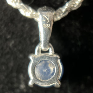 Natural Blue Sapphire Sterling Silver Circle 5X5 Pendant