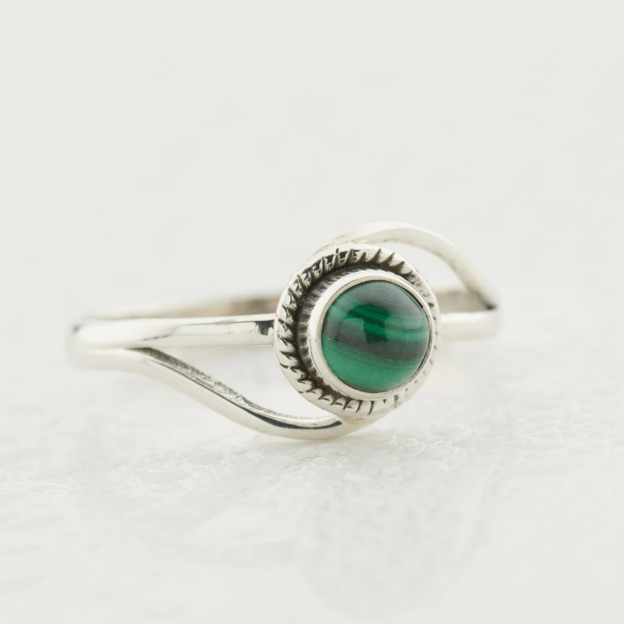 Malachite Sterling Silver Infinity Ring