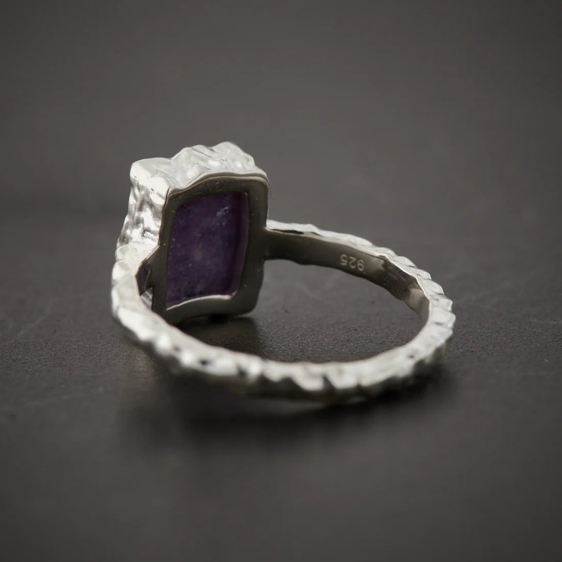 Lepidolite Sterling Silver Rec Drip Ring Size
