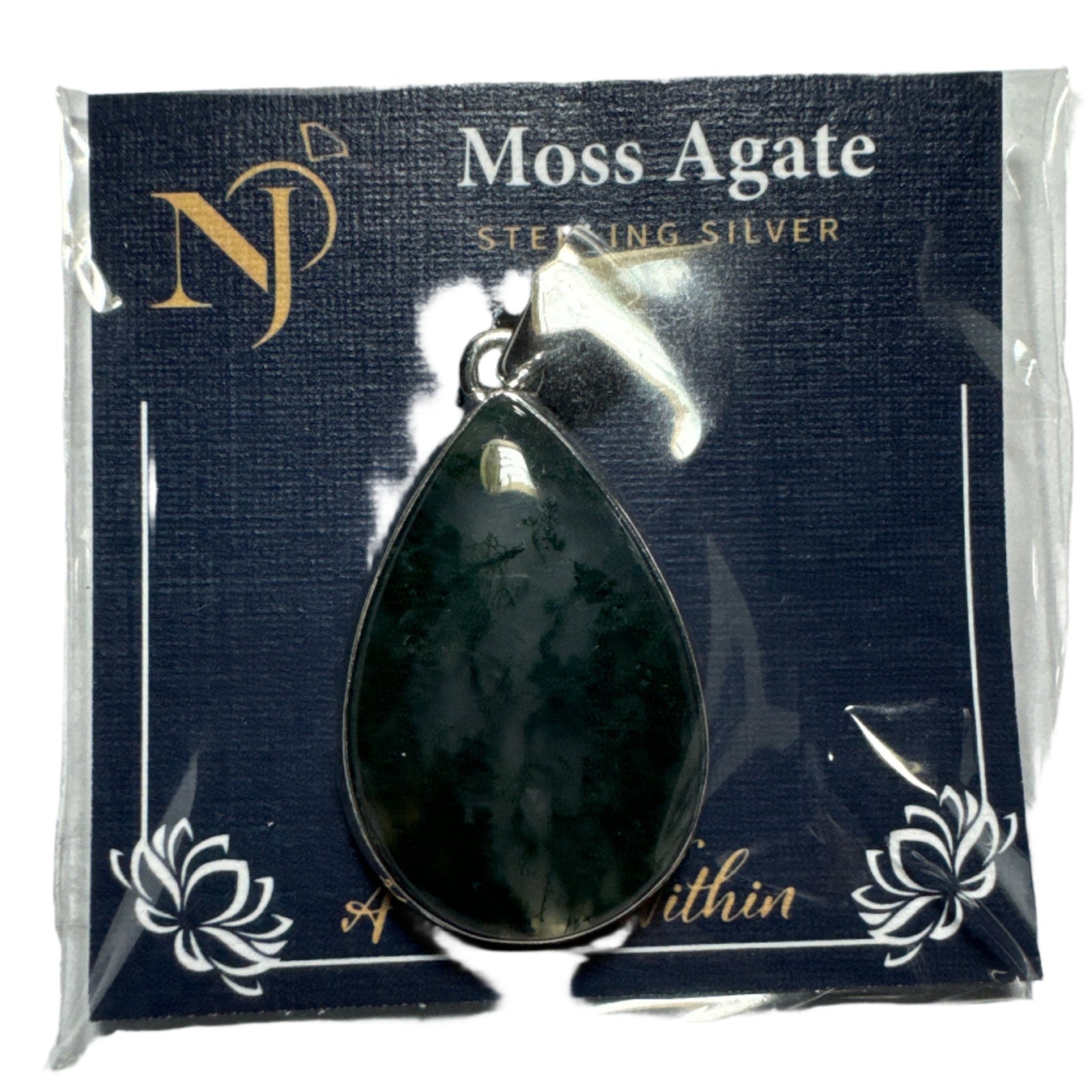 Moss Agate Sterling Silver Pendant