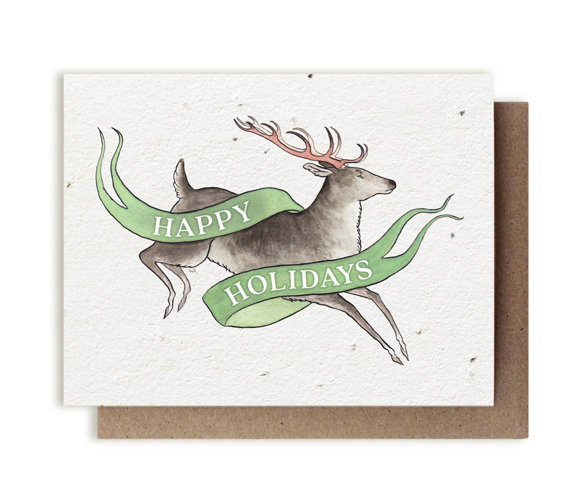Reindeer Happy Holidays Plantable Herb Seed Card