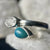 Chrysocolla with Herkimer Diamond Sterling Silver Ring