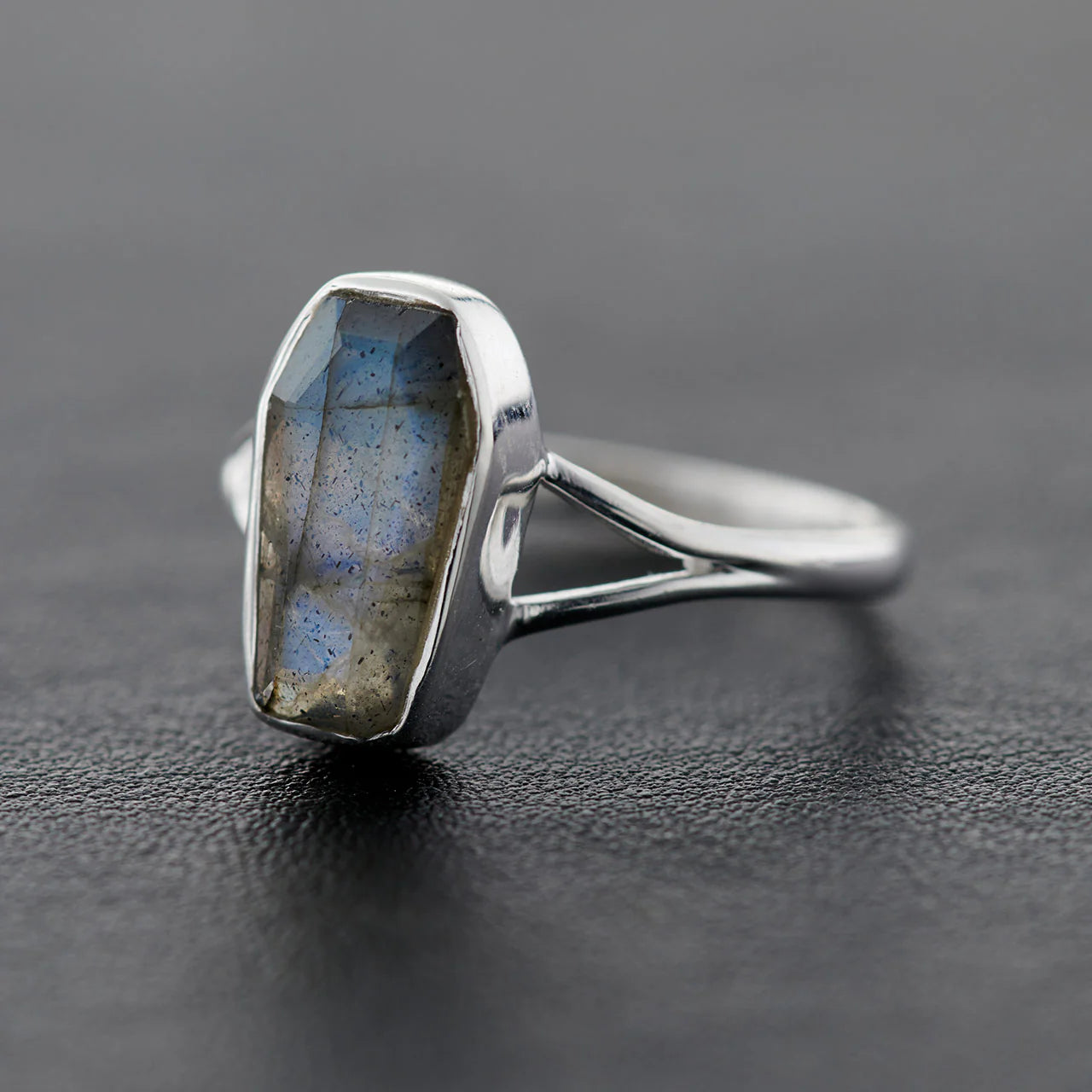 Labradorite Coffin Ring Sterling Silver