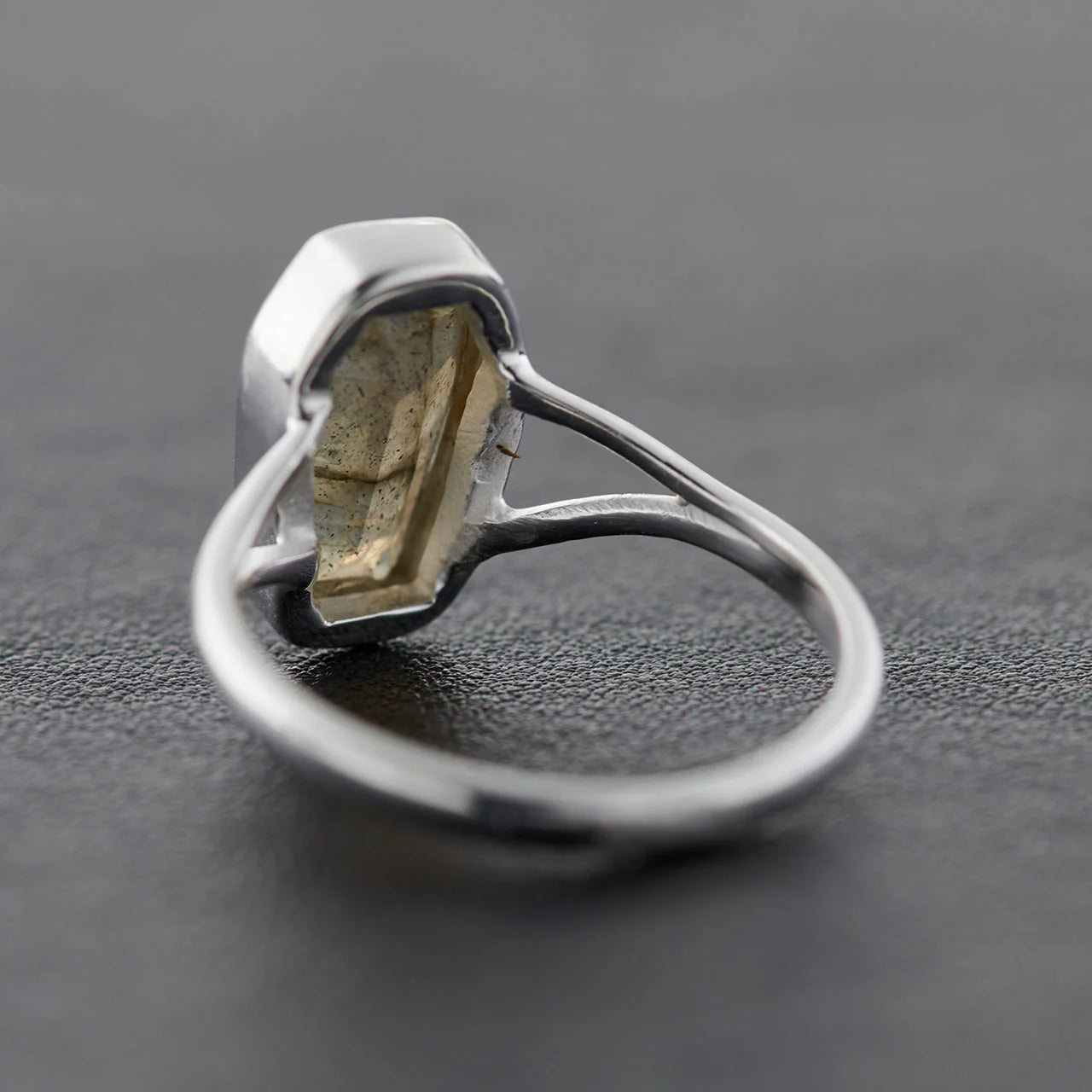 Labradorite Coffin Ring Sterling Silver