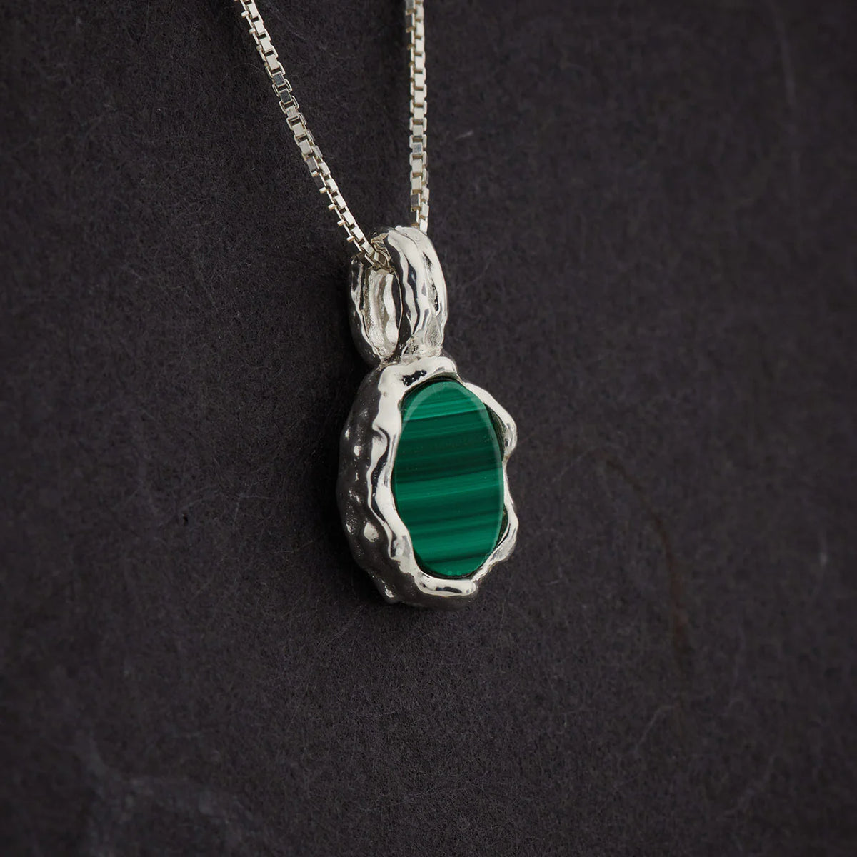Malachite Hammered Oval Pendant