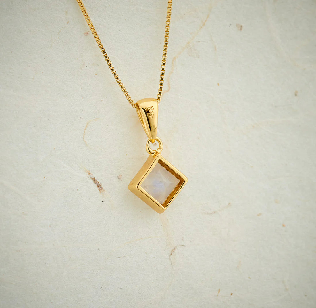 Moonstone 6x6 Everyday Gold Pendant | Intuition & Emotional Balance