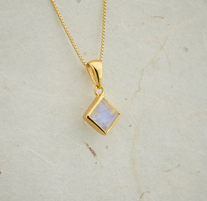 Moonstone 6x6 Everyday Gold Pendant | Intuition & Emotional Balance