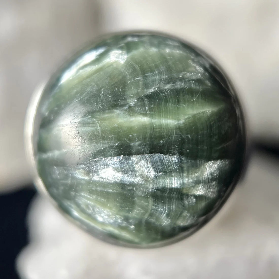 Seraphinite Sterling Silver Statement Ring