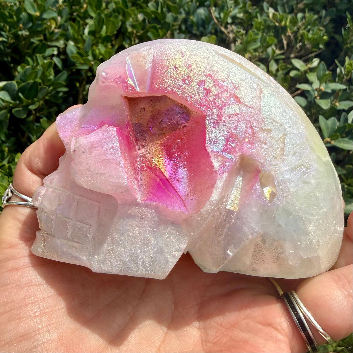 Mixed Aura Quartz Cluster Skull | Colorful Energy & Transformation
