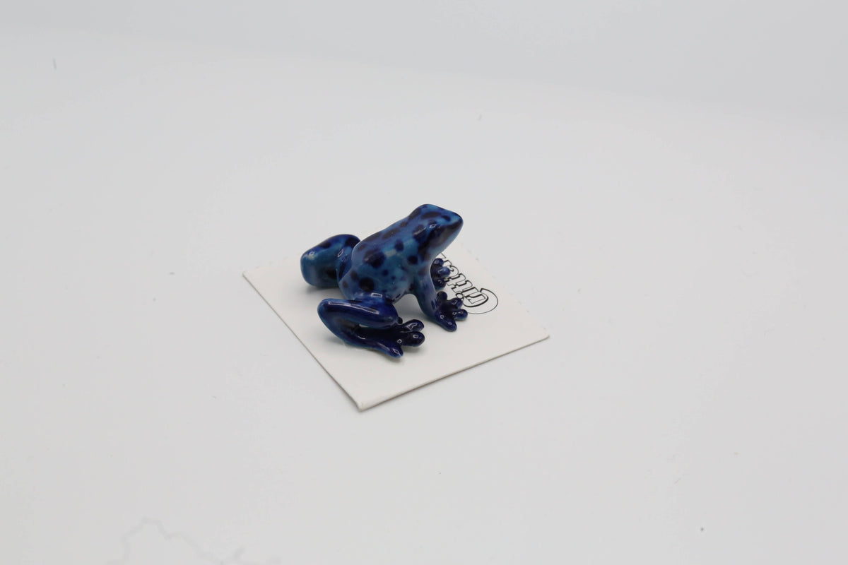Sapphire Blue Dart Frog Porcelain Miniature