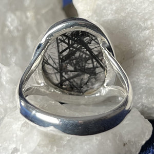 Black Rutile Sterling Silver Ring