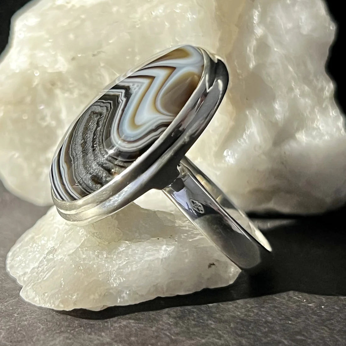 Black Banded Agate Ring