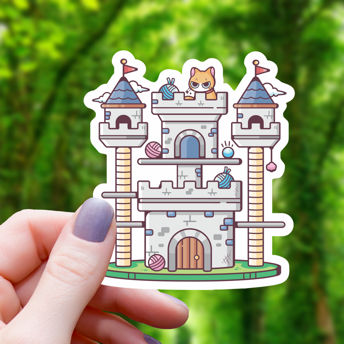 Cat Tree Castle Sticker - 3"