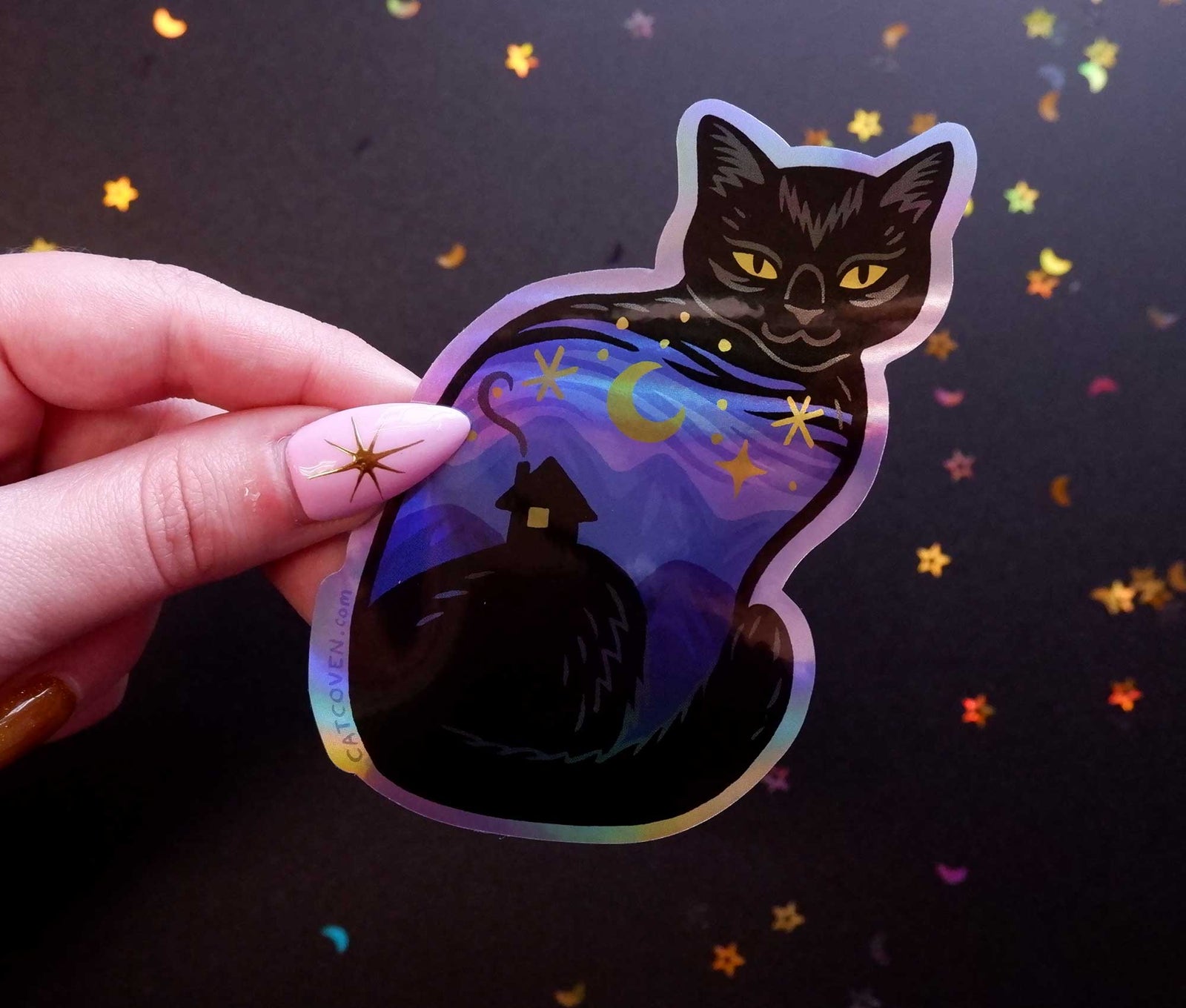 Twilight Cat - Holographic Sticker