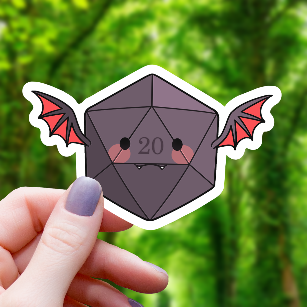 Batty Polyhedral D20 Sticker-3"