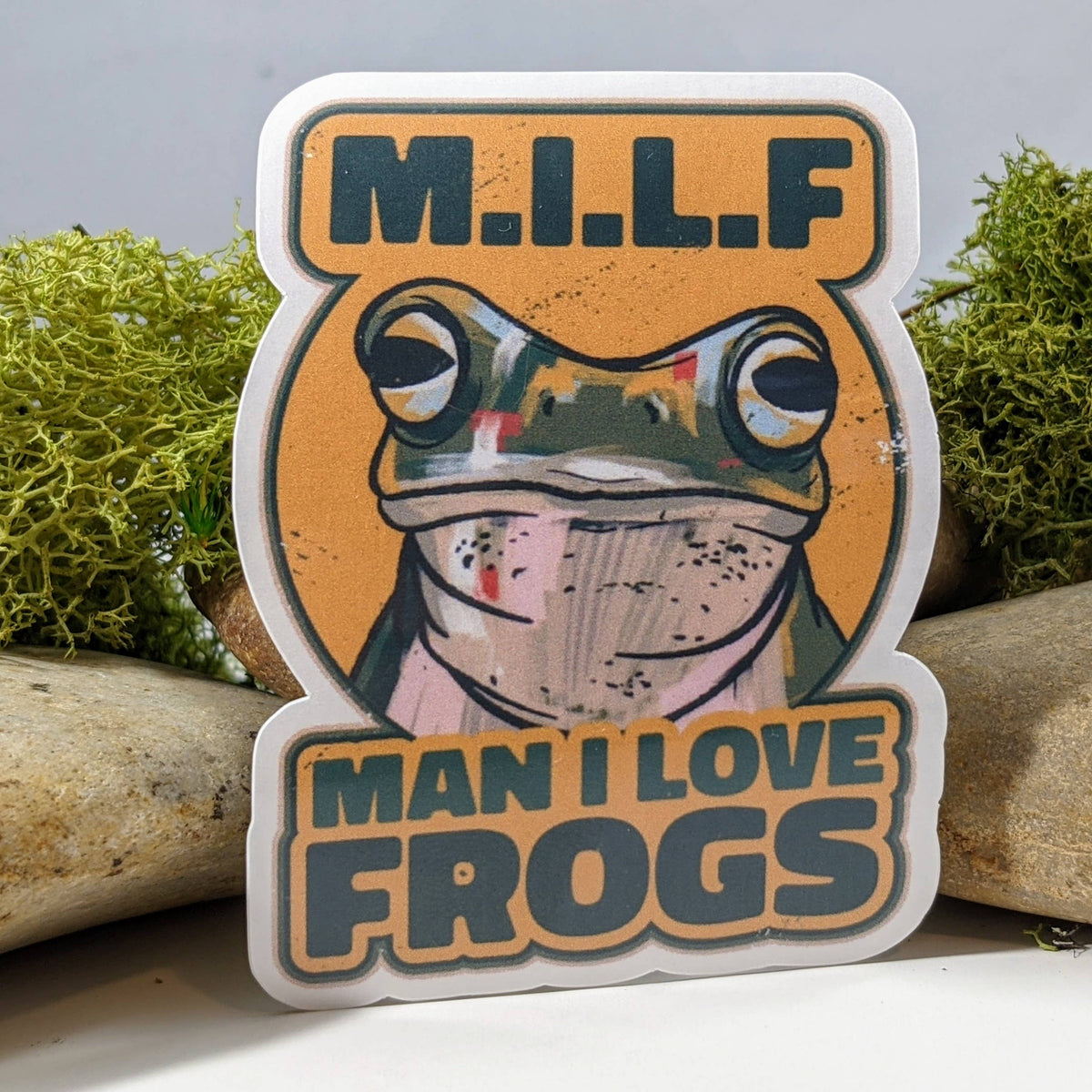 M.I.L.F Man I Love Frogs Funny Pun Sticker - 2.5&quot;