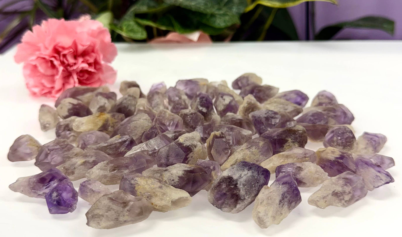 Natural Amethyst Phantom Quartz Crystal Point