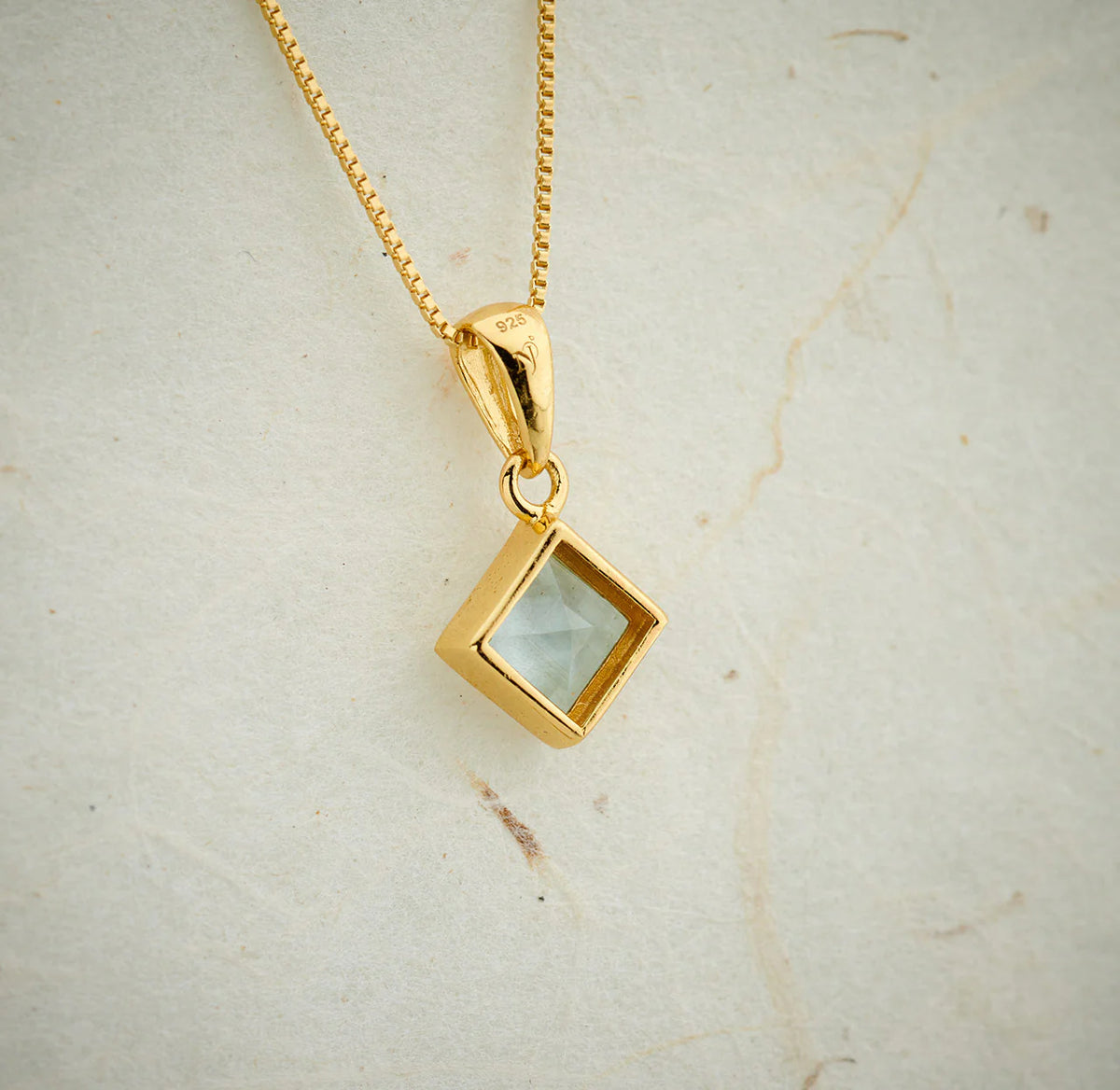 Blue Topaz Everyday Gold Pendant - Square