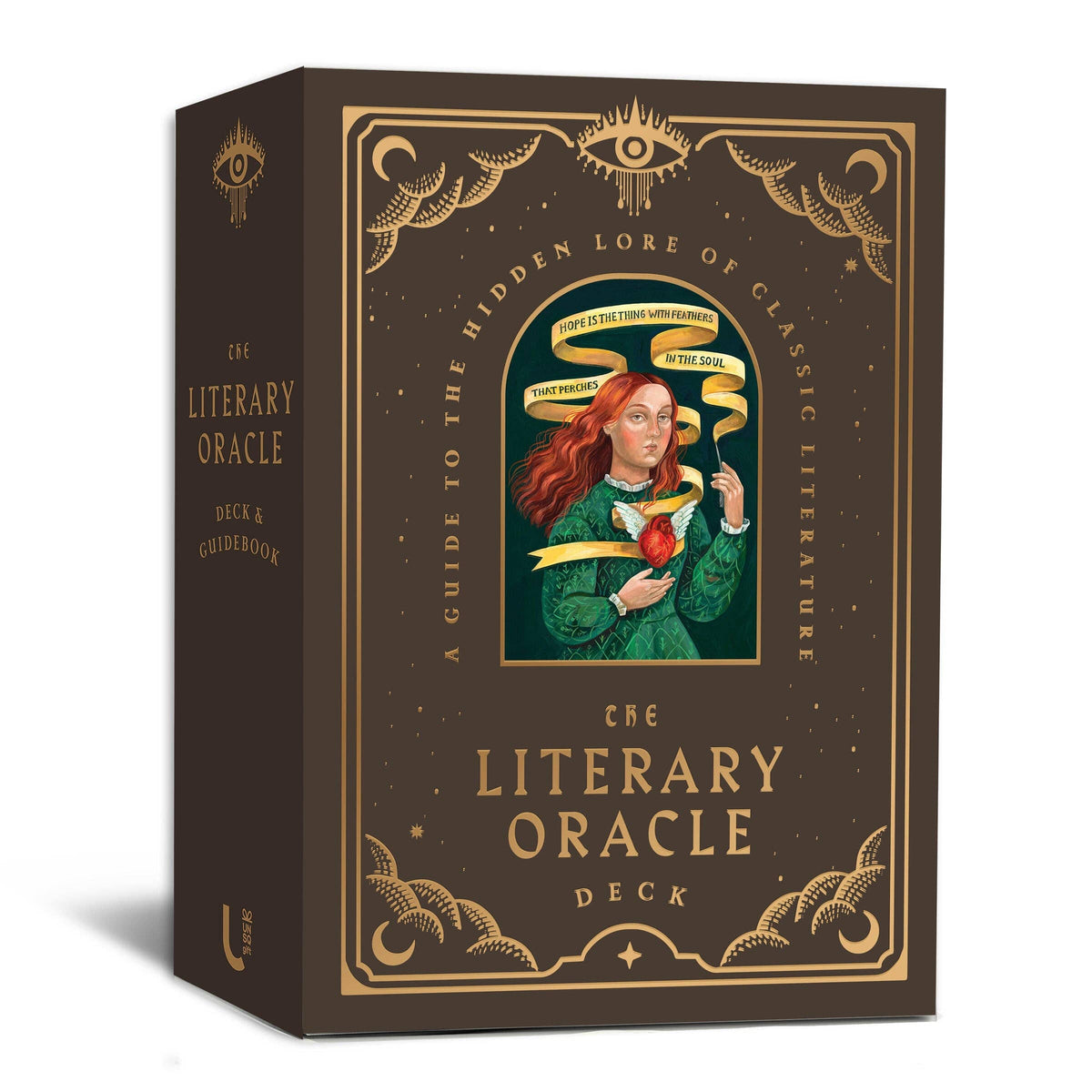 The Literary Oracle Deck in its book-shaped box, art by Helene Perez Garcia