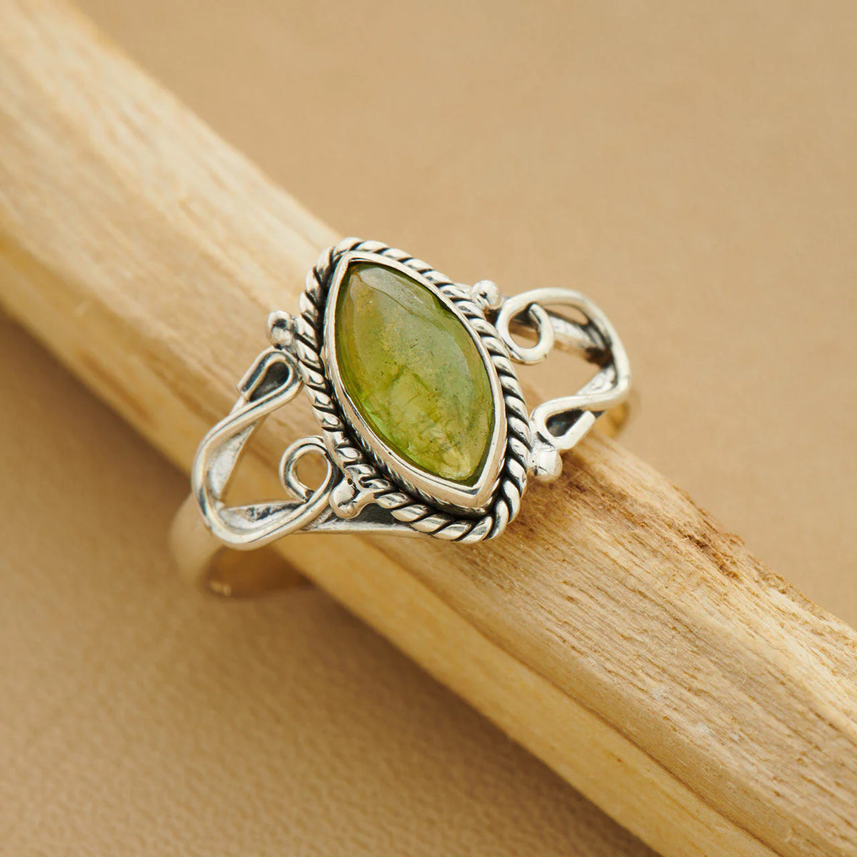 Peridot  Sterling Silver Filigree Ring