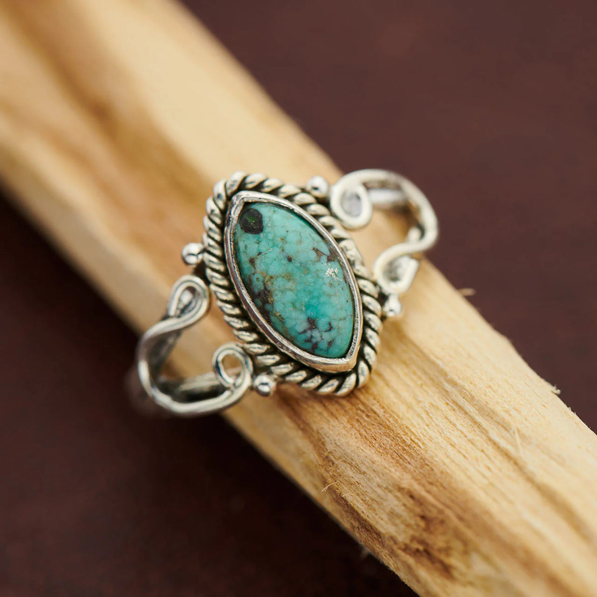 Tibetan Turquoise Sterling Filigree Ring | Protection & Good Fortune