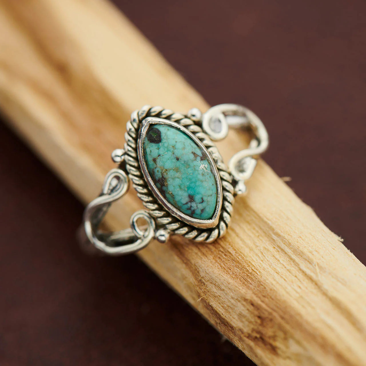 Tibetan Turquoise Sterling Filigree Ring | Protection & Good Fortune