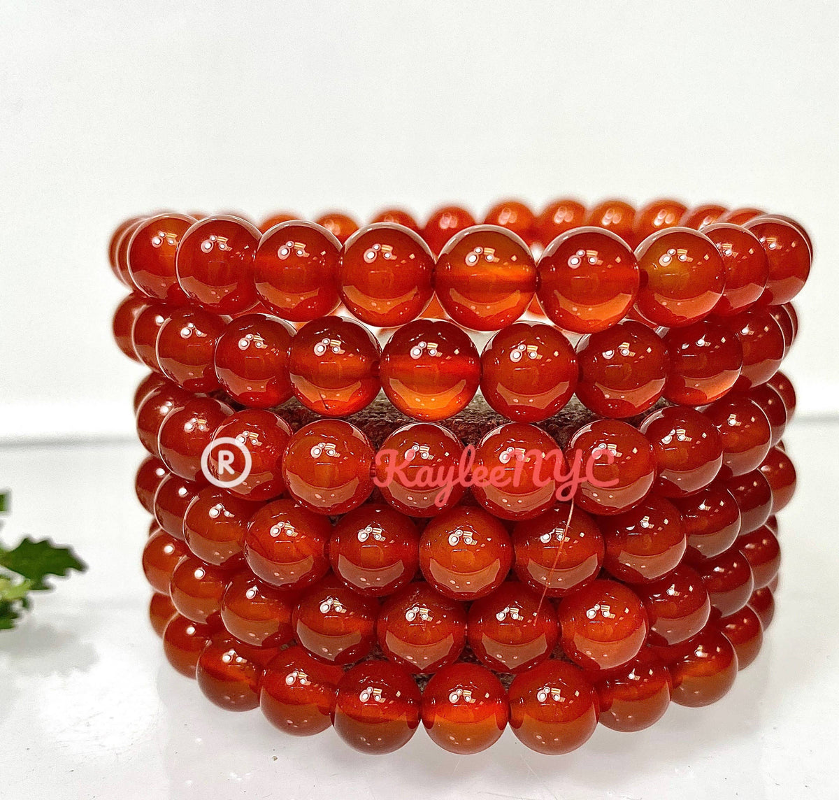 Carnelian 8mm 7.5” Crystal Healing Stretch Bracelet