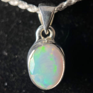 Ethiopian Opal Faceted Sterling Silver Pendant