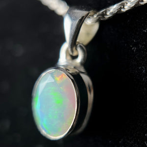 Ethiopian Opal Faceted Sterling Silver Pendant