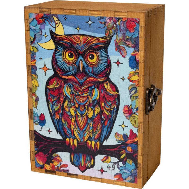 Owl Wooden Box 5" x 7" Decorative Storage Box
