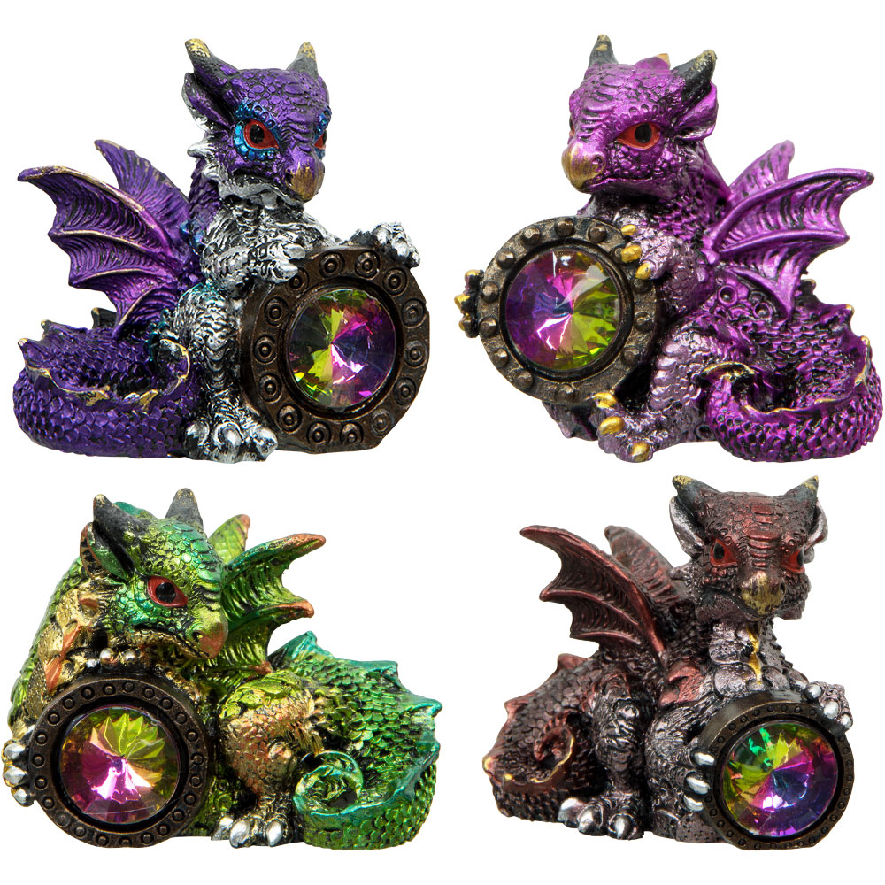 Small Cute Baby Dragon w/Gem -choose your color! - Cast a Stone
