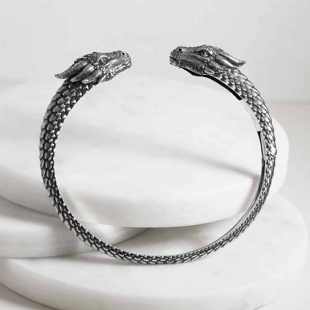 Sterling Silver Dragon Cuff Bracelet
