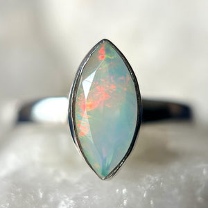 Faceted Ethiopian Opal Sterling Silver Ring