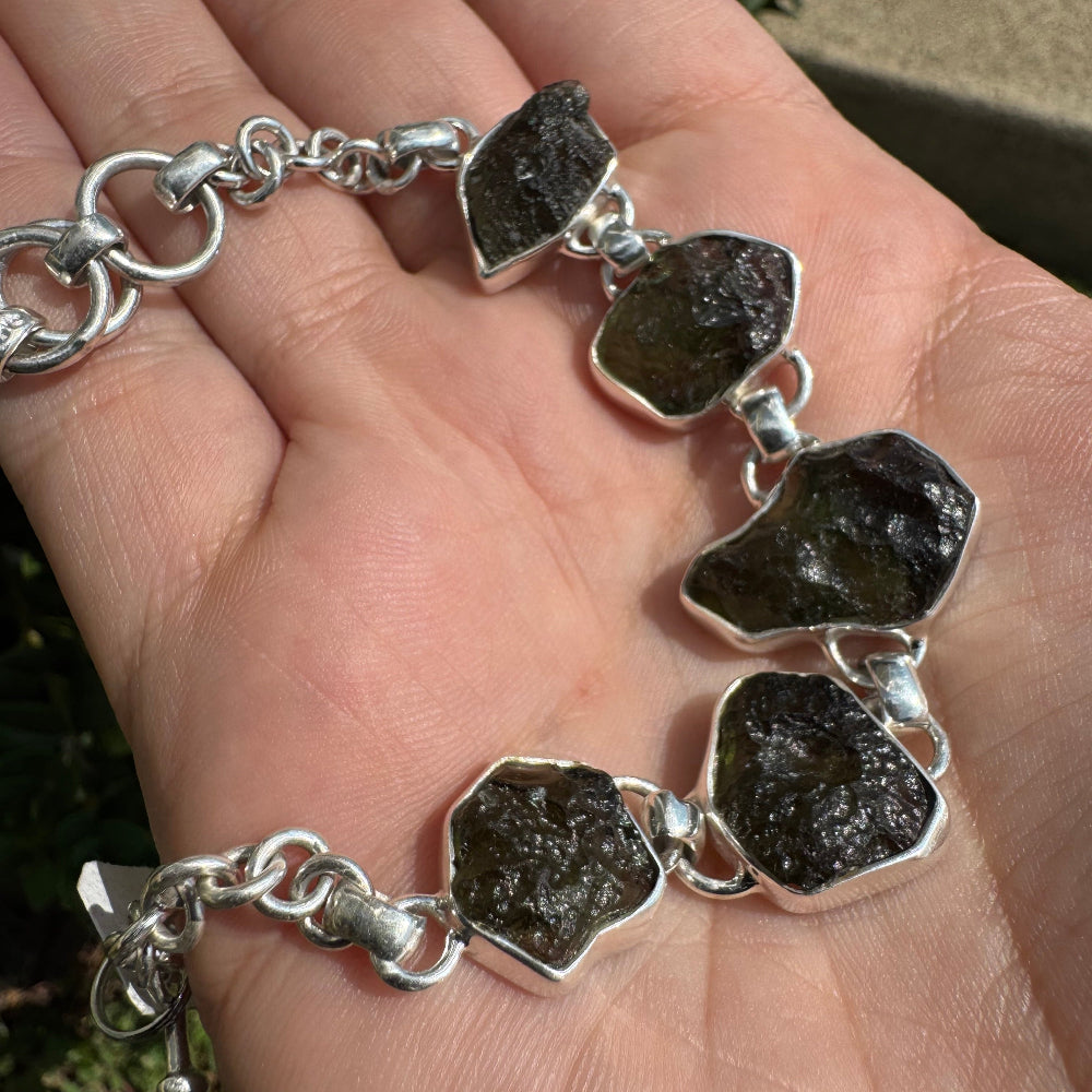 Moldavite Sterling Silver Bracelet